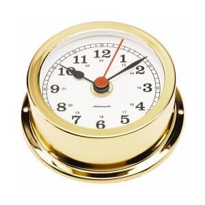 95 mm brass quartz clock. Gold plated