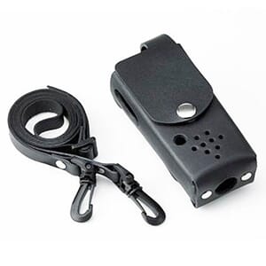 Heavy duty leather case and strap with belt loop for display radios