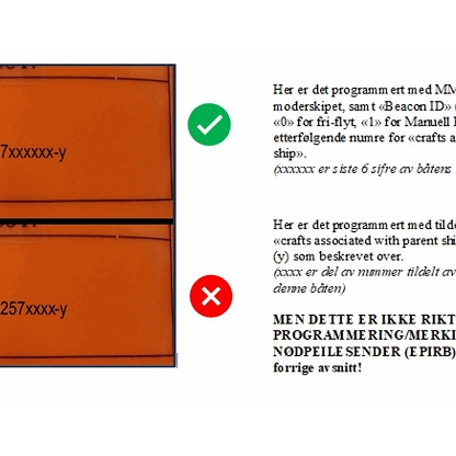 Info fra Sjøfartsdirektoratet - Feil bruk av MMSI for nødpeilesendere for daughter craft